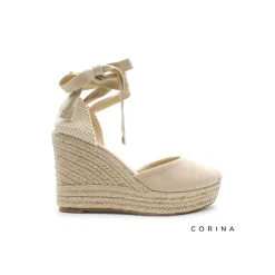 Alpargata beige con cuña alta
