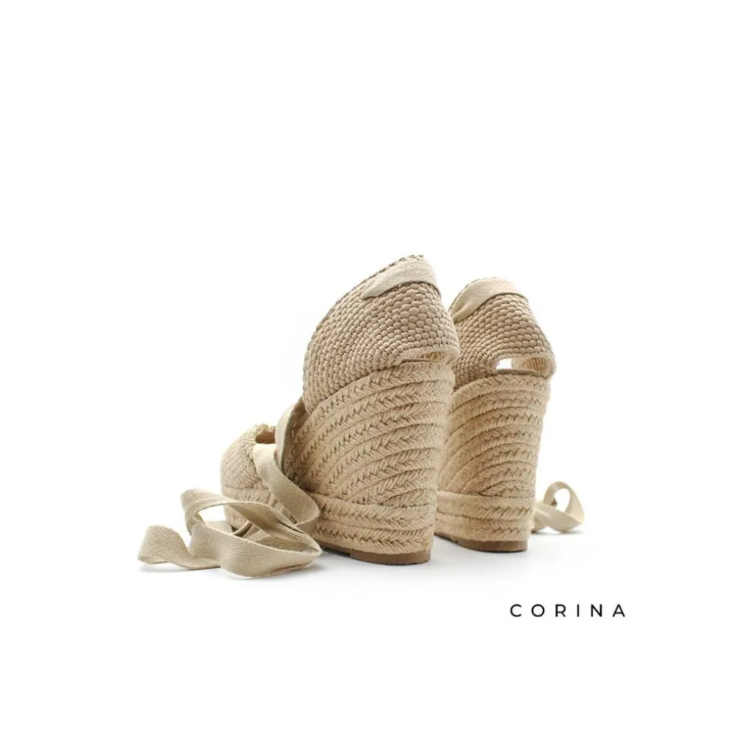 Alpargata con cuña y plataforma beige