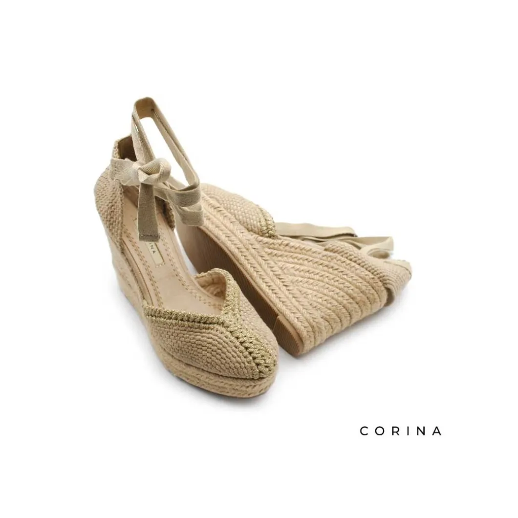Alpargata con cuña y plataforma beige