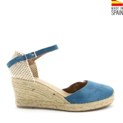 Alpargata cuña serraje azul denim