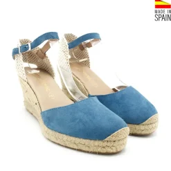 Alpargata cuña serraje azul denim