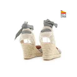 Alpargata gris con cuña media de ante
