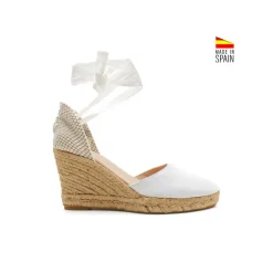 Alpargata piel blanca con cintas