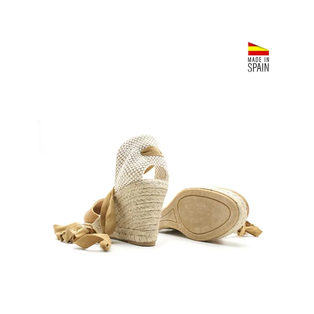 Alpargata piel camel con cintas