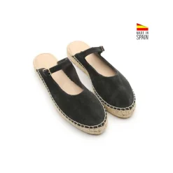 Bailarina mule negra con suela de esparto
