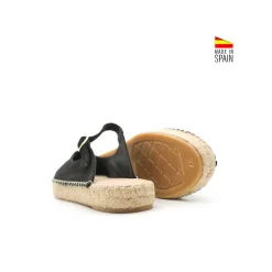 Bailarina mule negra con suela de esparto