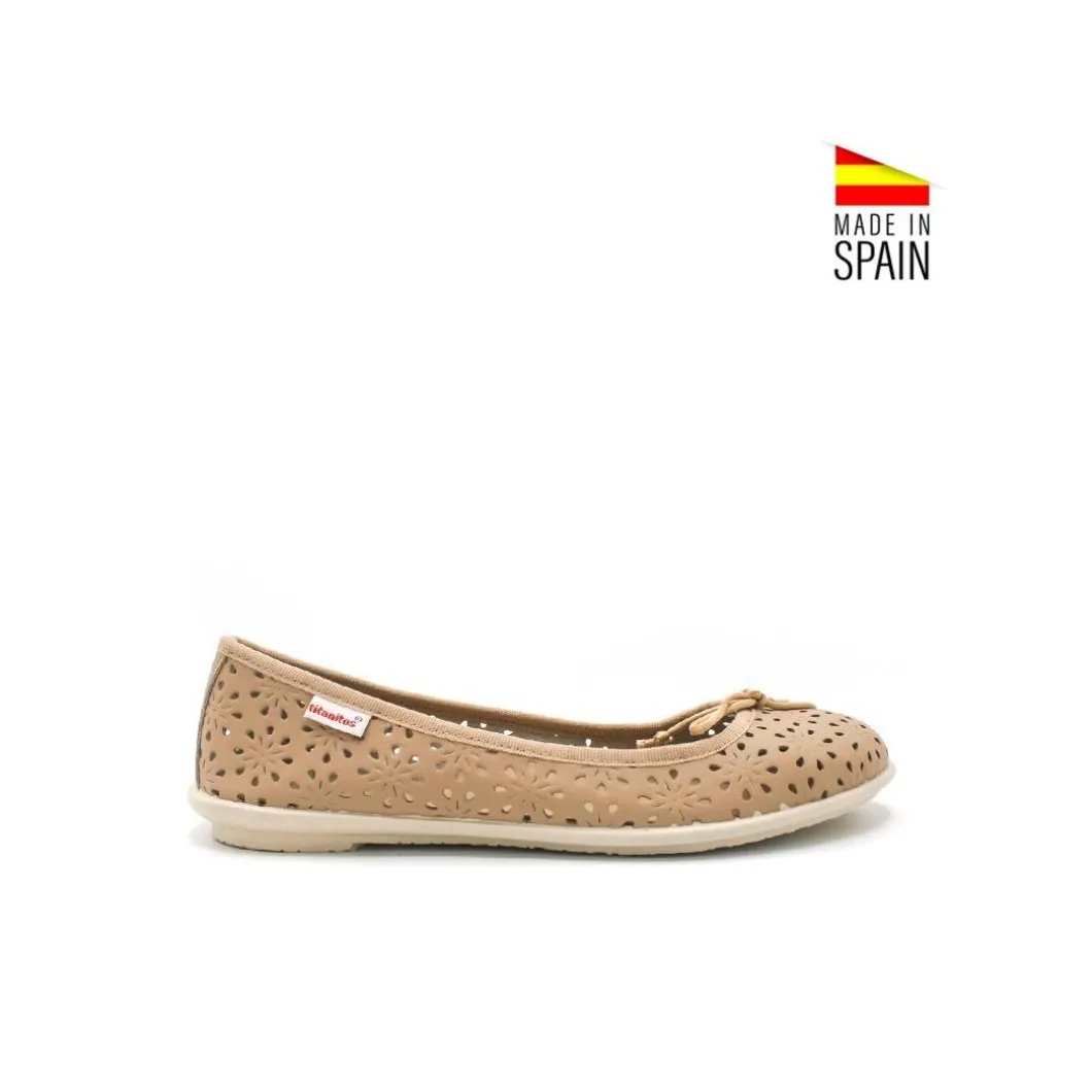 BAILARINA PIEL CALADA CAMEL
