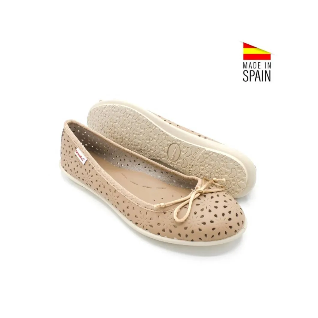 BAILARINA PIEL CALADA CAMEL