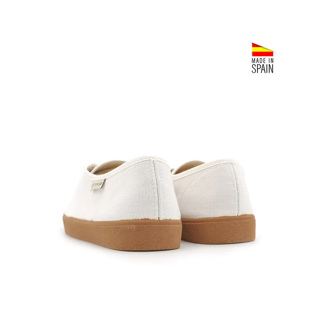 Bamba blanca suela camel