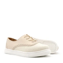 Bamba lino beige estilo blucher