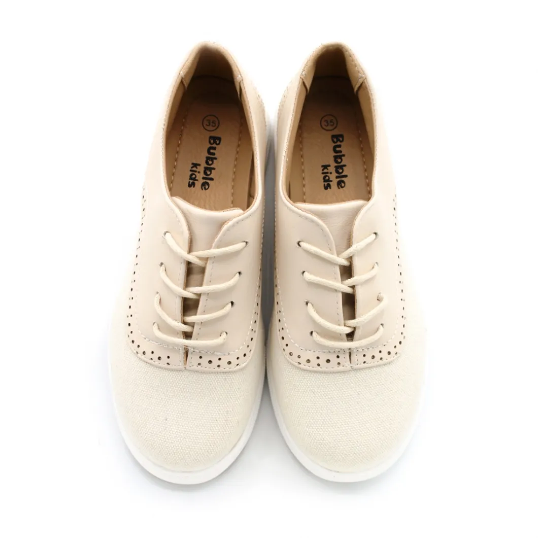 Bamba lino beige estilo blucher