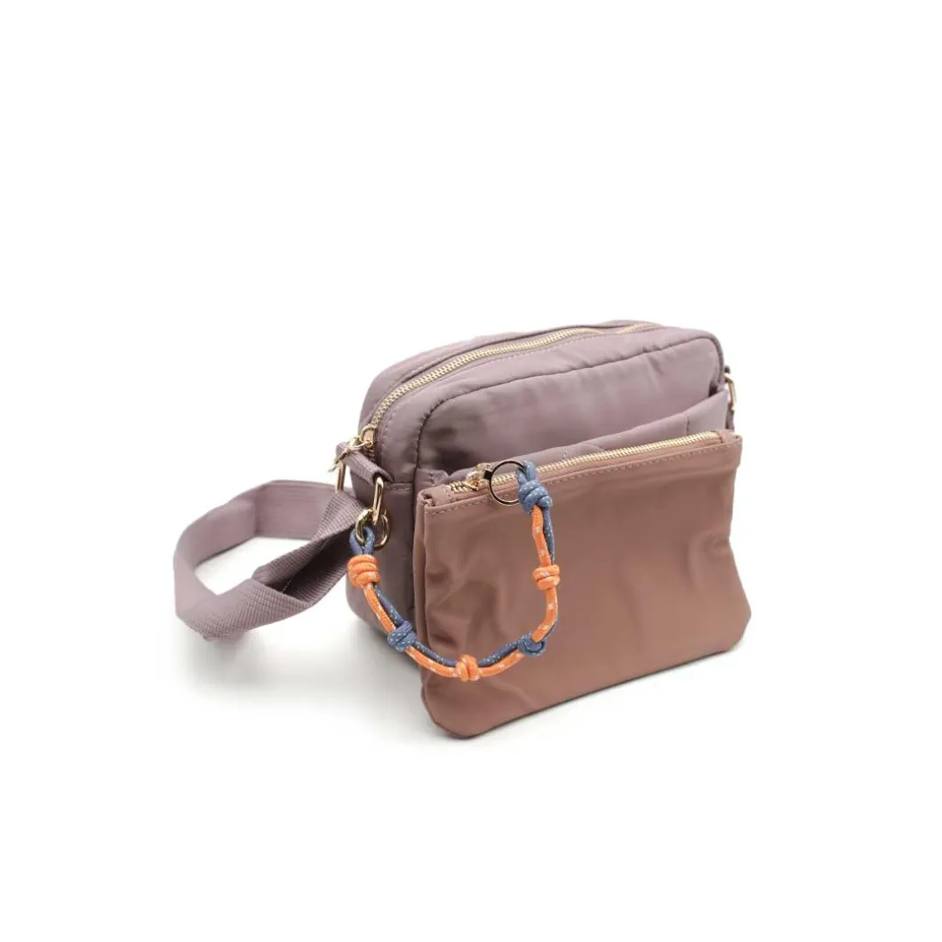 Bandolera malva nylon con monedero