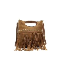 Bolso asa flecos camel