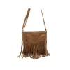 Bolso bandolera camel con flecos serraje