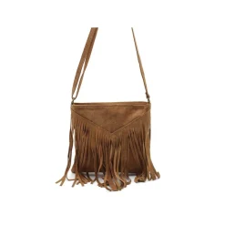 Bolso bandolera camel con flecos serraje