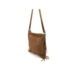 Bolso bandolera camel con flecos serraje