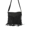Bolso bandolera negro con flecos serraje