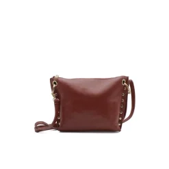 Bolso granate de piel con tachas