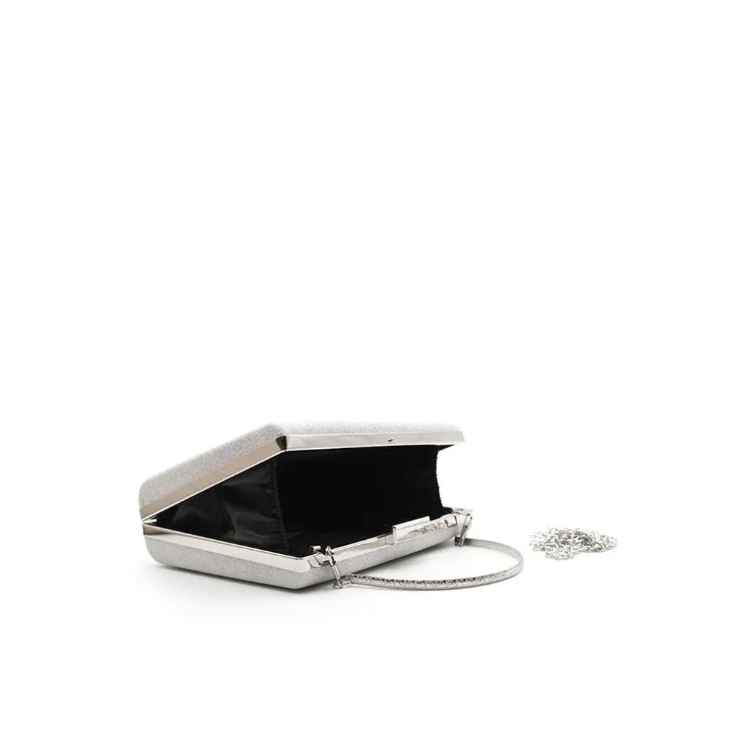 Bolso mano lurex brillo plata