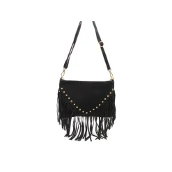Bolso negro flecos con tachas