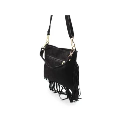 Bolso negro flecos con tachas