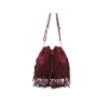 Bolso saco burdeos con flecos