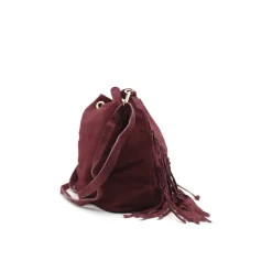 Bolso saco burdeos con flecos