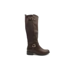 Bota alta marrón caña elástica