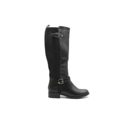 Bota alta negra caña elástica