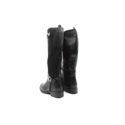 Bota alta negra caña elástica