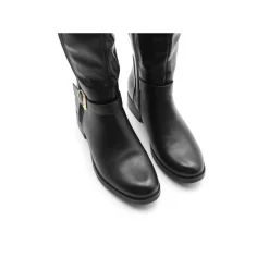 Bota alta negra caña elástica