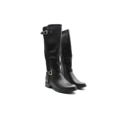 Bota alta negra caña elástica