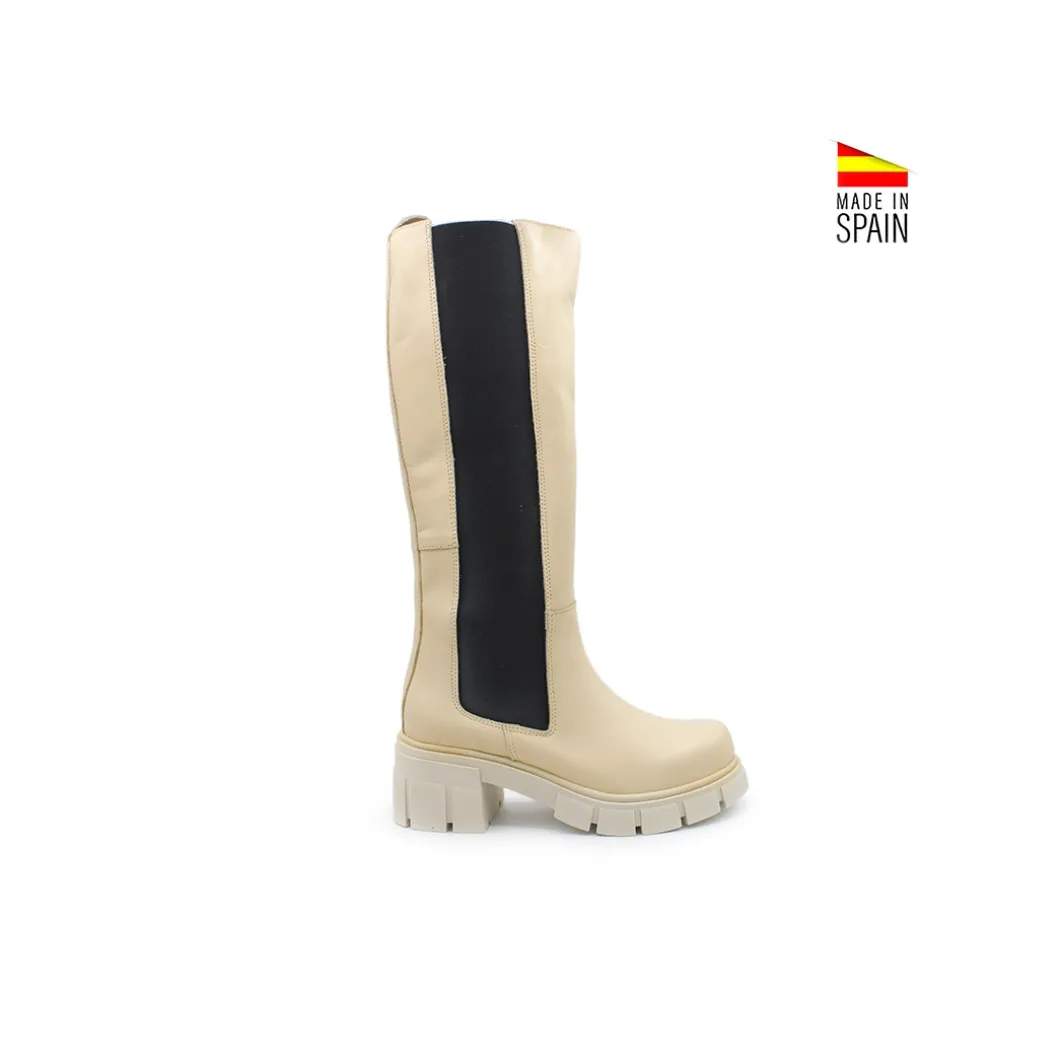 Bota beige elastico plataforma