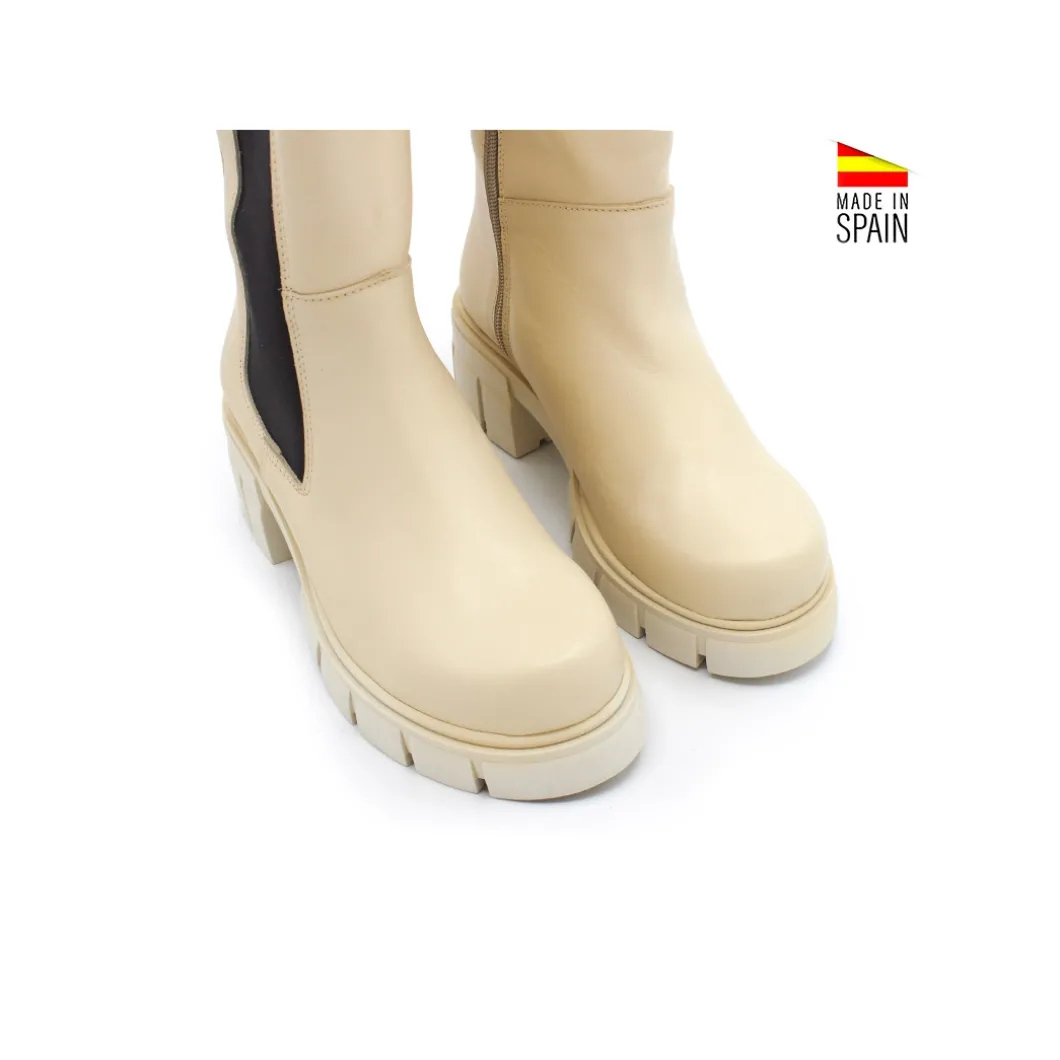 Bota beige elastico plataforma