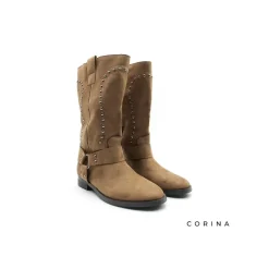 Bota biker camel tachuelas
