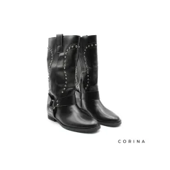 Bota biker negra tachas