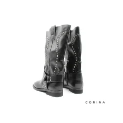 Bota biker negra tachas