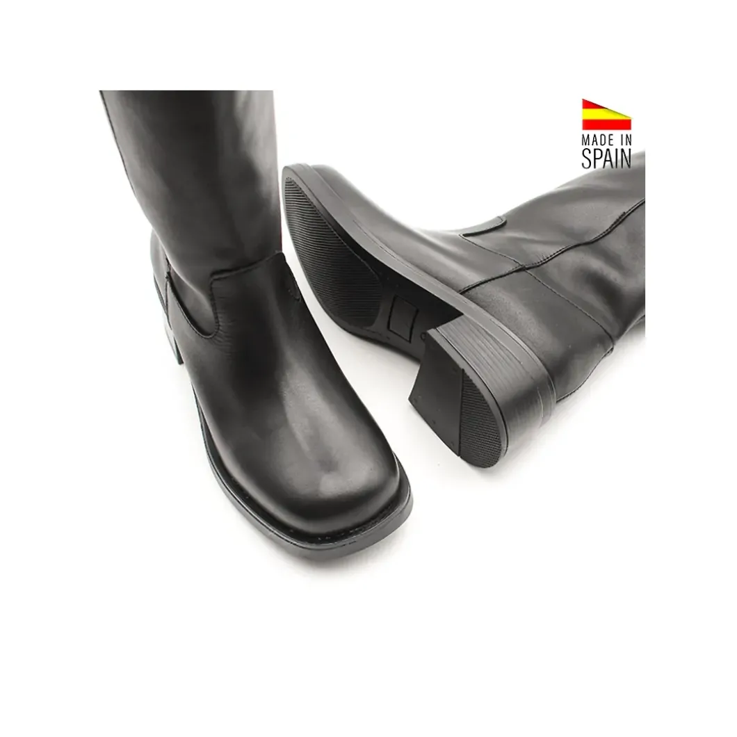 Bota caña alta negra de piel