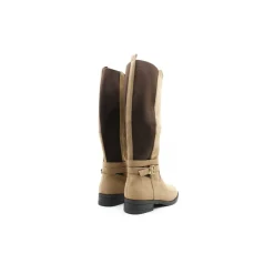 Bota caña elástica plana beige