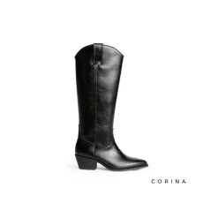 Bota campera negra caña alta