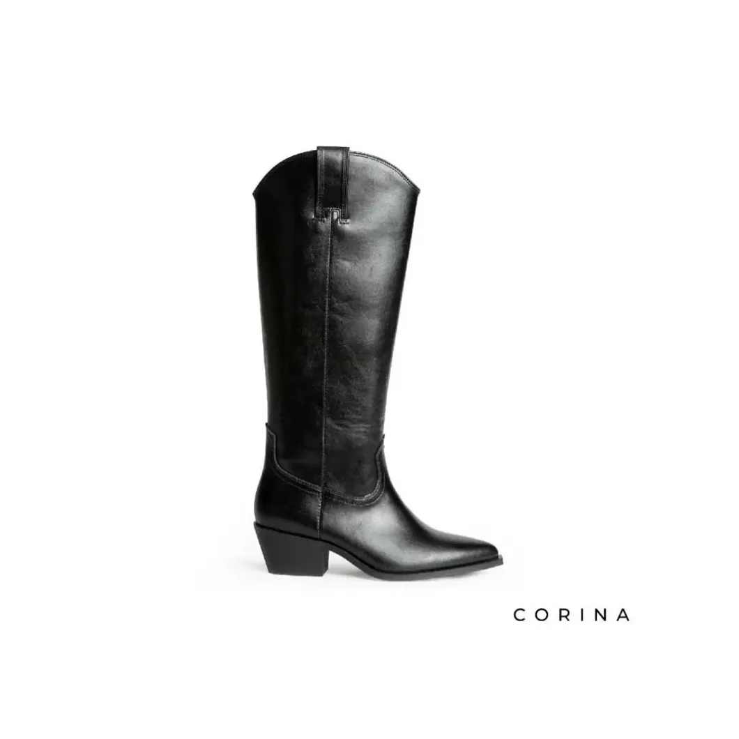 Bota campera negra caña alta