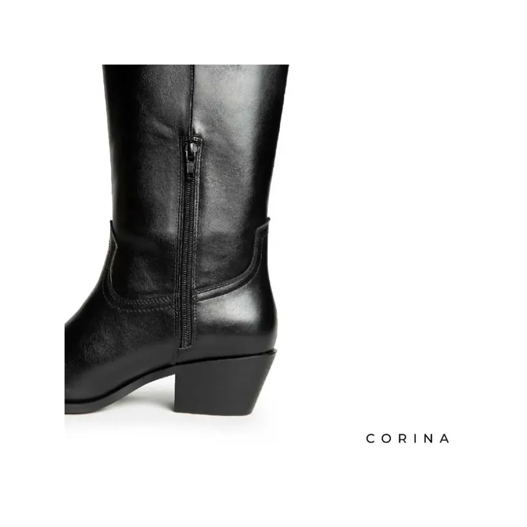 Bota campera negra caña alta