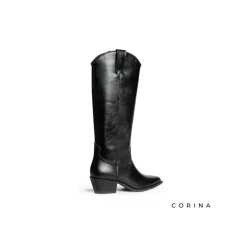 Bota campera negra caña alta