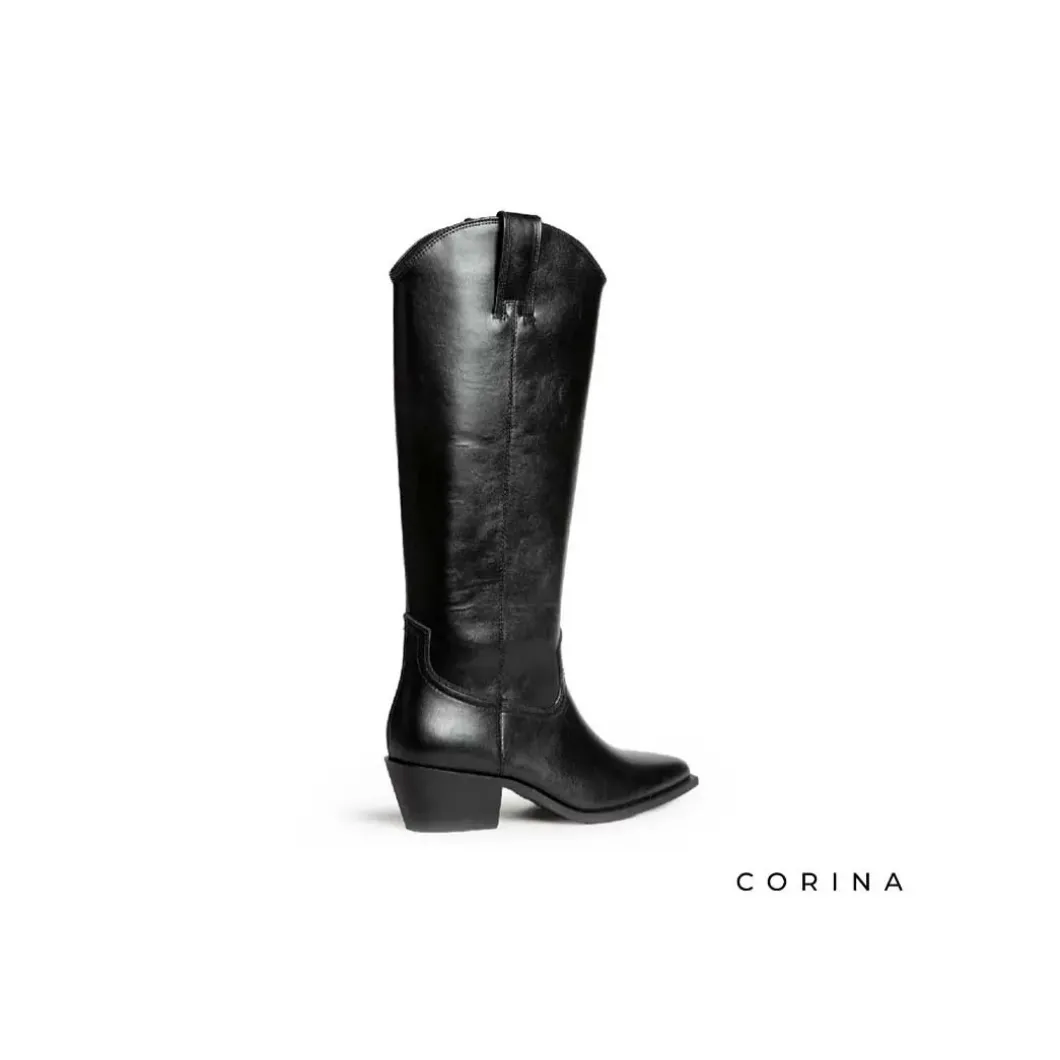 Bota campera negra caña alta
