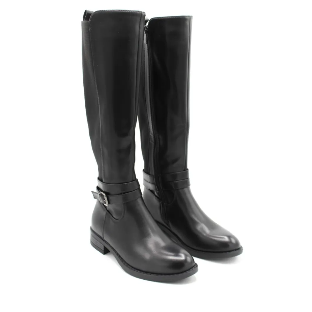 Bota con caña elástica negra