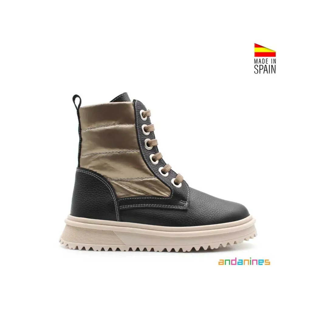 Bota cordones piel con acolchado impermeable