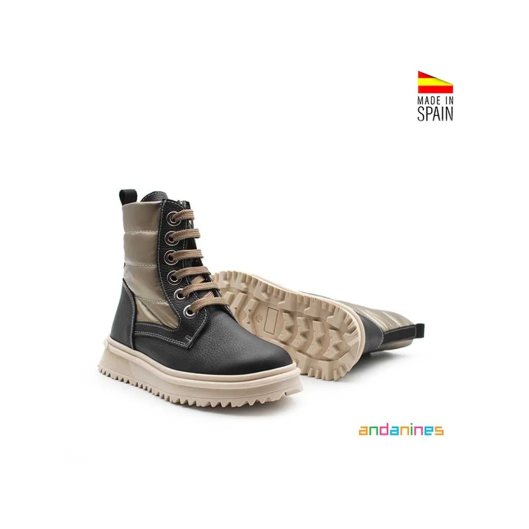 Bota cordones piel con acolchado impermeable