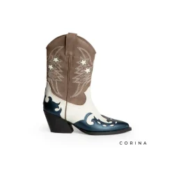 Bota country taupe combinada
