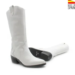 Bota cowboy blanca de piel
