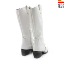 Bota cowboy blanca de piel